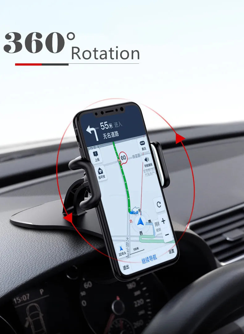 Support de téléphone pour voiture pivotant à 360°, support universel pour téléphone portable, support de tableau de bord pour voiture, support fixe pour téléphone portable