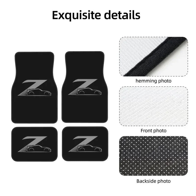 4 tapis de sol avant et arrière avec dos en caoutchouc antidérapant Compatibles avec la Nissan 370z Z34