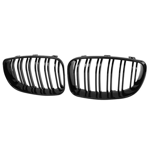 Calandre de course à doubles lamelles de rechange en noire brillante pour pare chocs avant BMW Série 1 E81 E87 2004-2011 look M (facelift), modèles 128i, 130i et 135i
