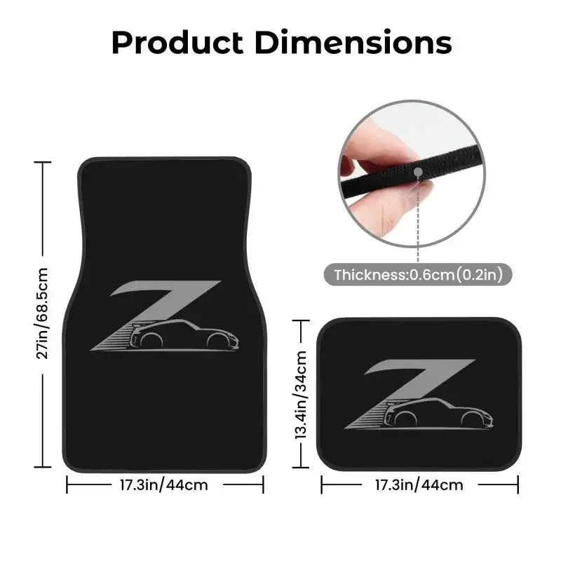 4 tapis de sol avant et arrière avec dos en caoutchouc antidérapant Compatibles avec la Nissan 370z Z34