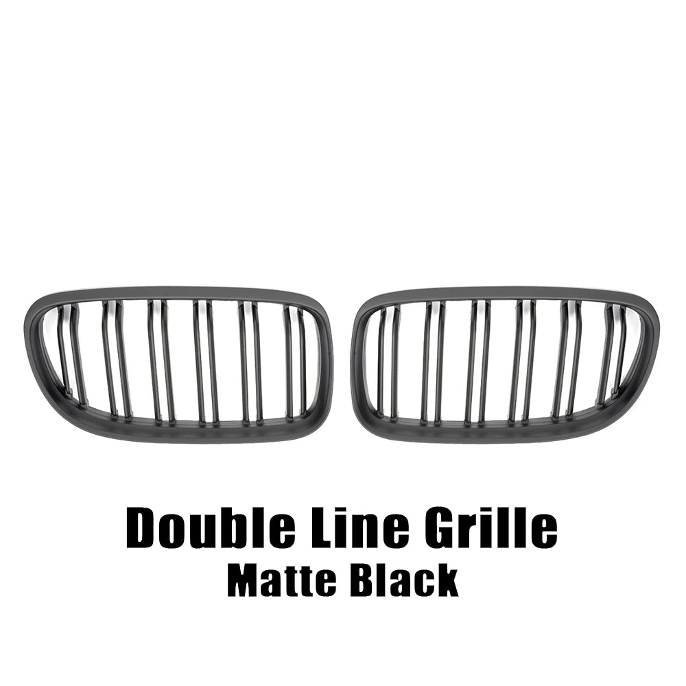 Double slat racing grille in glossy black for front bumper style "Diamonds" for BMW Series 3 E90/E91 (2009-2012)