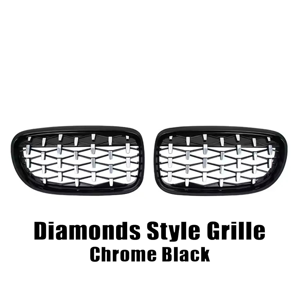 Double slat racing grille in glossy black for front bumper style "Diamonds" for BMW Series 3 E90/E91 (2009-2012)
