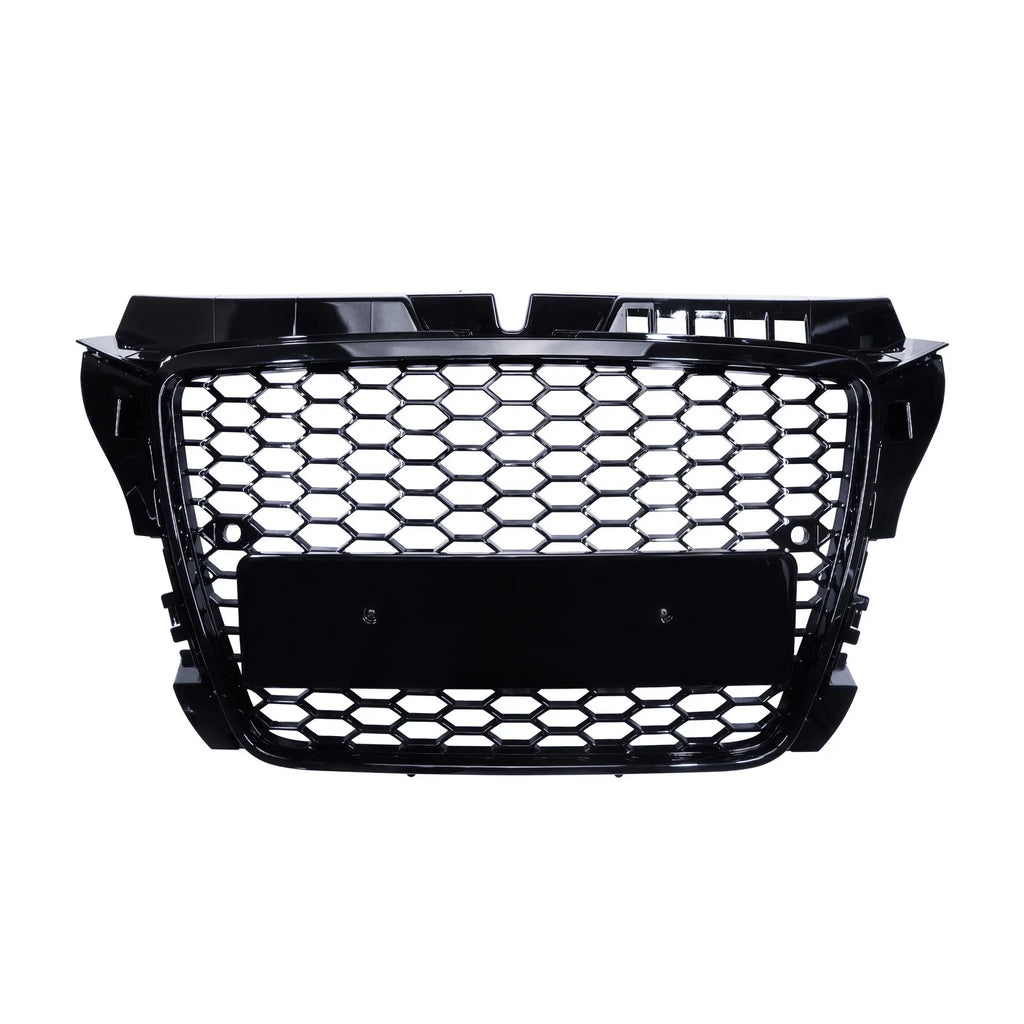 Glossy black honeycomb front bumper grille, S3 RS style, for Audi A3 8P (2008-2012)