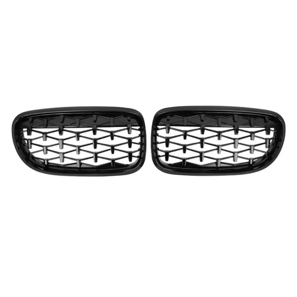 Calandre de course à double lamelle en Noire brillante pour pare chocs avant style « Diamonds » pour BMW Série 3 E90/E91 (2009-2012)