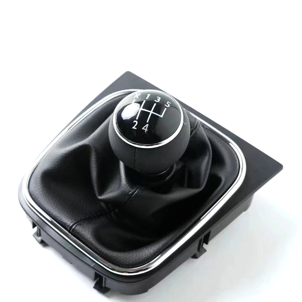 Gear shift knob with 5/6 speeds and leather sleeve for Volkswagen VW Golf 5, V, MK5, MK6, Jetta, R32 (2004-2014)
