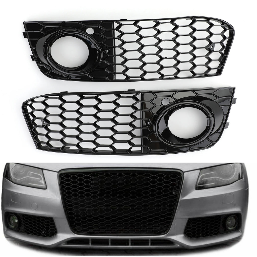 1 paire de grilles d'aération ouvertes en nid d'abeille pour phares antibrouillard Audi A4 B8 (2009, 2010, 2011, 2012)