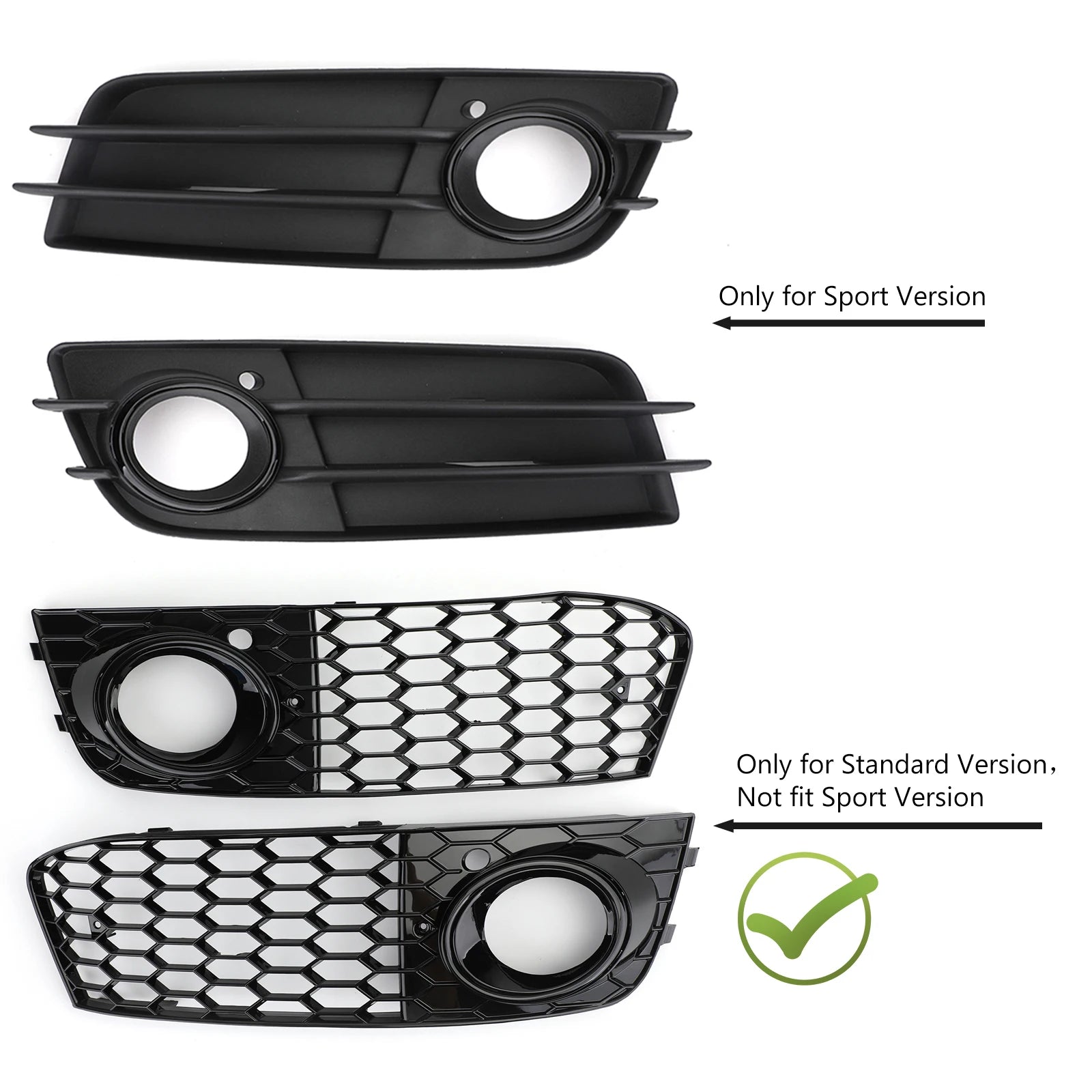 1 paire de grilles d'aération ouvertes en nid d'abeille pour phares antibrouillard Audi A4 B8 (2009, 2010, 2011, 2012)