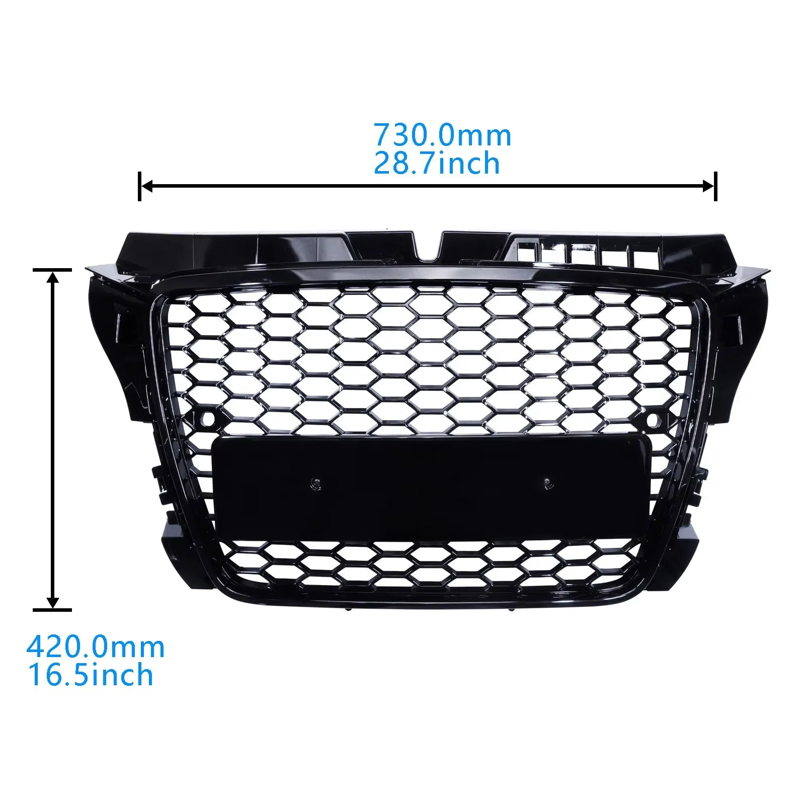 Glossy black honeycomb front bumper grille, S3 RS style, for Audi A3 8P (2008-2012)