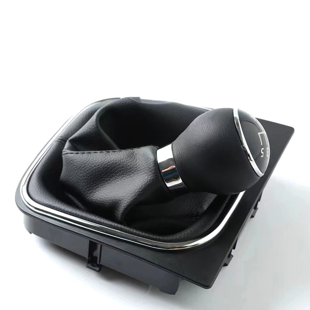 Gear shift knob with 5/6 speeds and leather sleeve for Volkswagen VW Golf 5, V, MK5, MK6, Jetta, R32 (2004-2014)