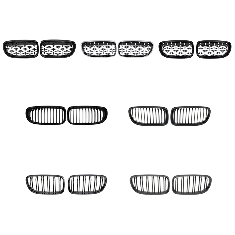 Calandre de course à double lamelle en Noire brillante pour pare chocs avant style « Diamonds » pour BMW Série 3 E90/E91 (2009-2012)