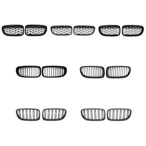 Calandre de course à double lamelle en Noire brillante pour pare chocs avant style « Diamonds » pour BMW Série 3 E90/E91 (2009-2012)