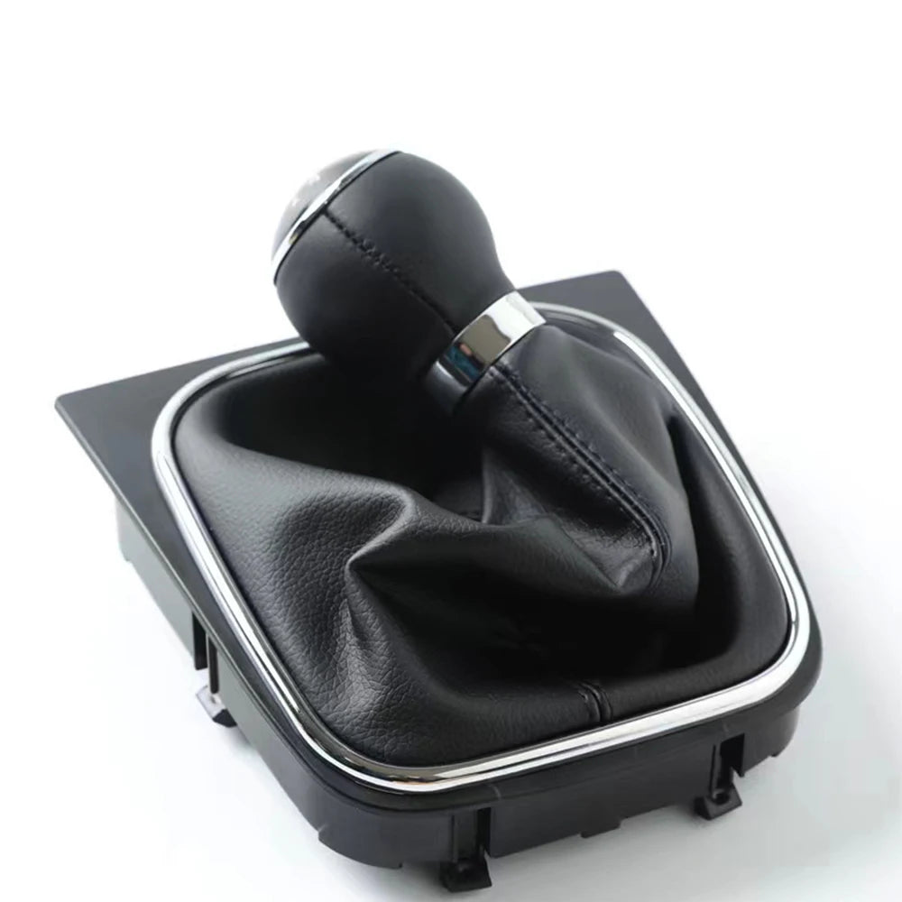 Gear shift knob with 5/6 speeds and leather sleeve for Volkswagen VW Golf 5, V, MK5, MK6, Jetta, R32 (2004-2014)