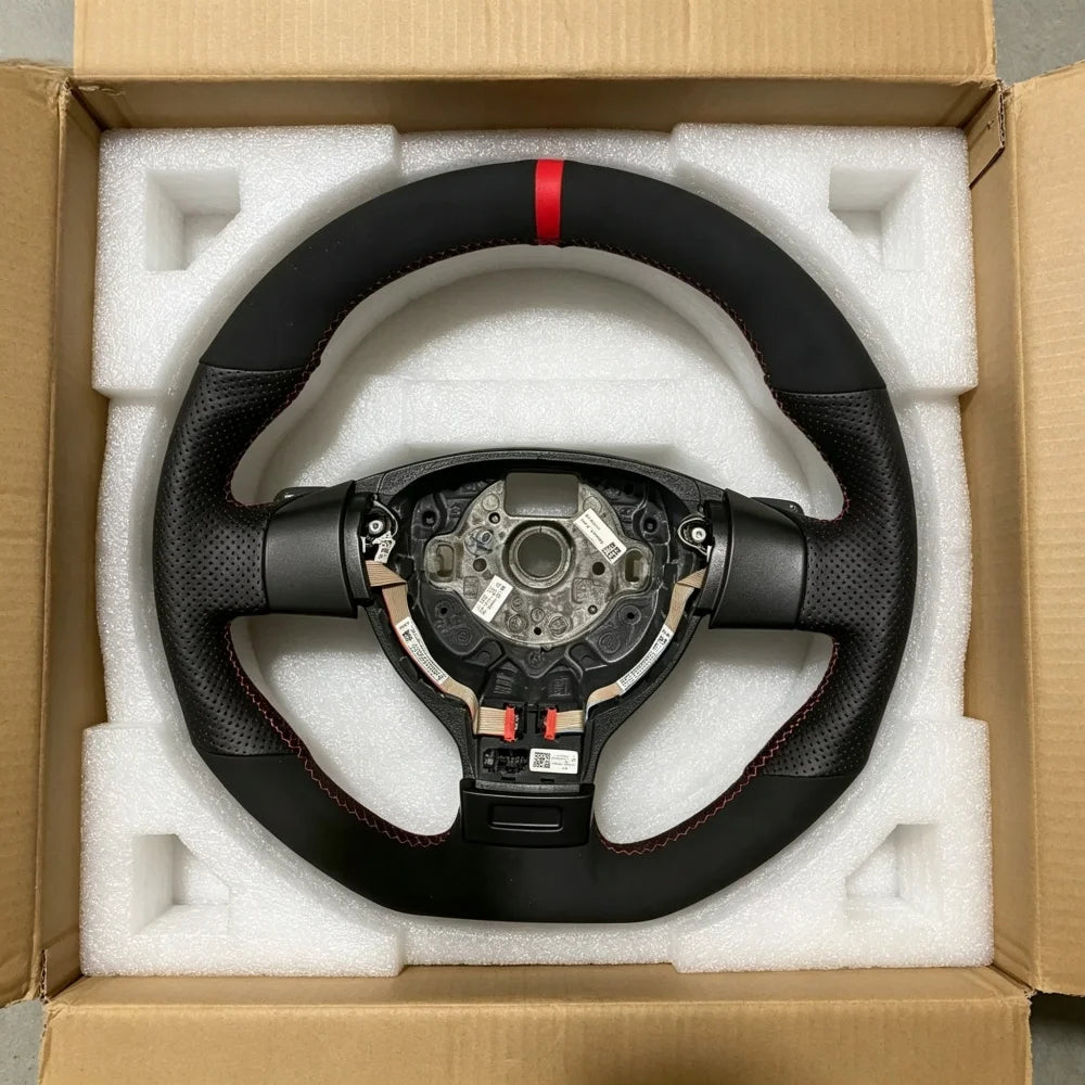 Capa de volante em camurça preta respirável, costurada à mão, para VW Golf 5 Mk5, GTI, R32, Passat R GT (2005)