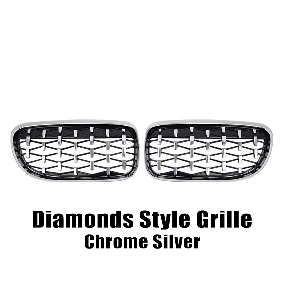 Double slat racing grille in glossy black for front bumper style "Diamonds" for BMW Series 3 E90/E91 (2009-2012)