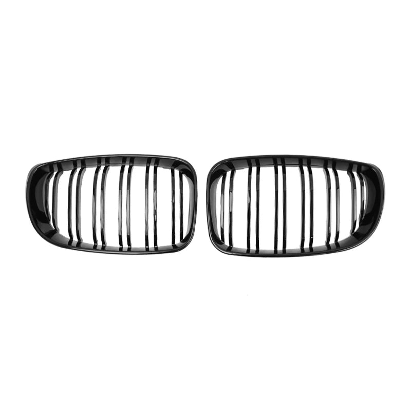 Calandre de course à doubles lamelles de rechange en noire brillante pour pare chocs avant BMW Série 1 E81 E87 2004-2011 look M (facelift), modèles 128i, 130i et 135i