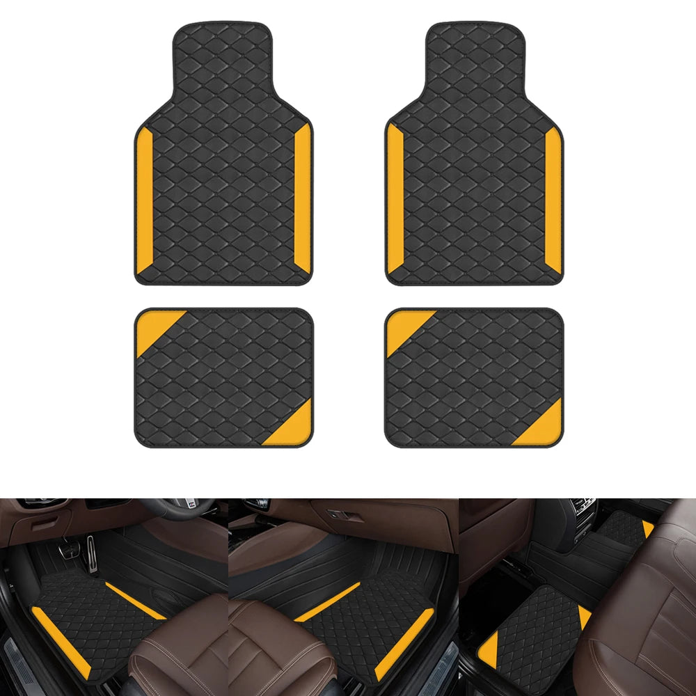 4 tapis de sol universels en cuir PU pour conduite à gauche pour Audi, BMW, Renault, Peugeot, Citroen, Alfa romeo, Fiat, Ford, Honda, Hyundai, Mazda, Mercedes, Mini, Mitsubishi, Nissan, Opel, Porsche, Toyota, Volkswagen
