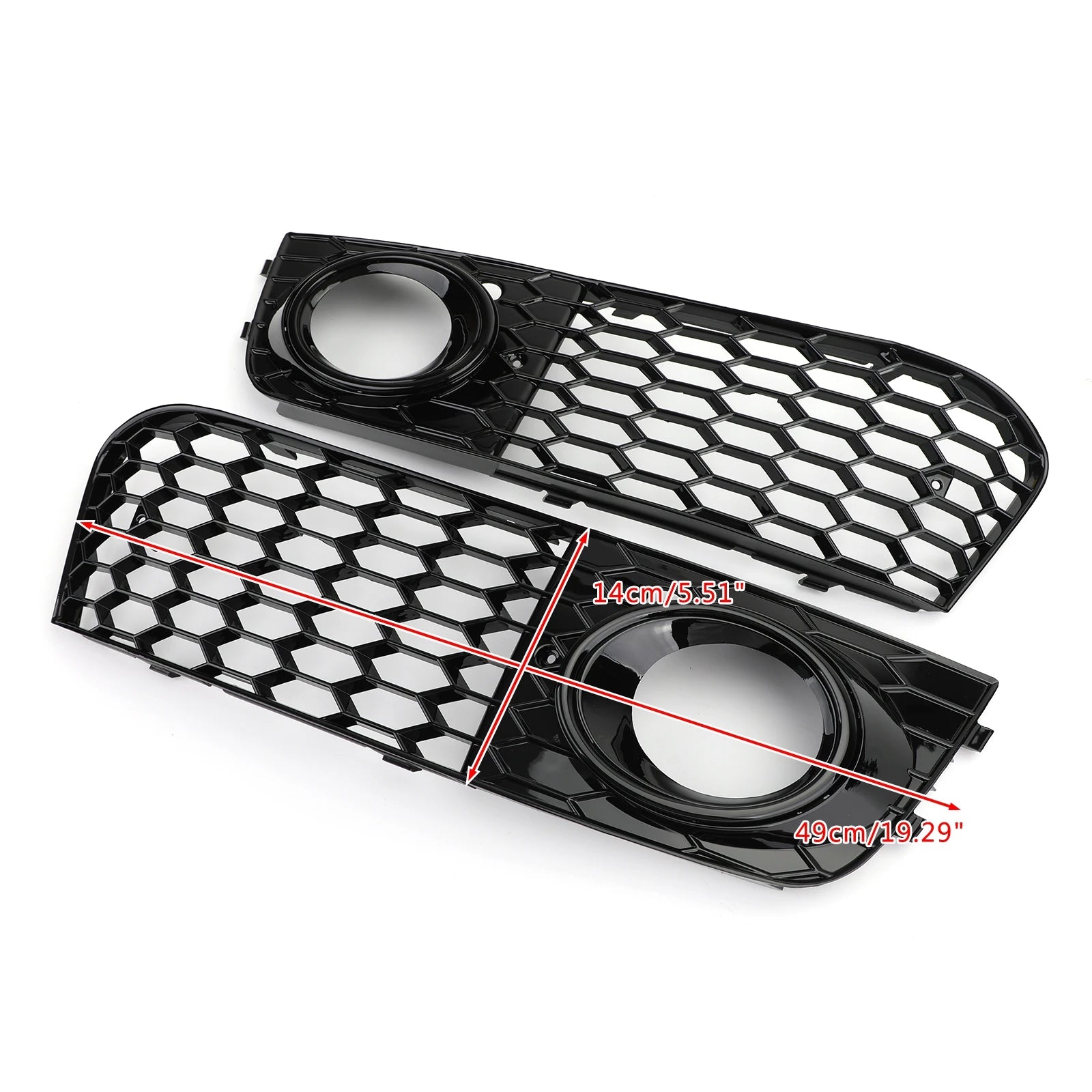 1 paire de grilles d'aération ouvertes en nid d'abeille pour phares antibrouillard Audi A4 B8 (2009, 2010, 2011, 2012)