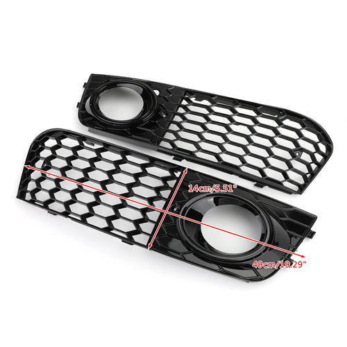 1 paire de grilles d'aération ouvertes en nid d'abeille pour phares antibrouillard Audi A4 B8 (2009, 2010, 2011, 2012)