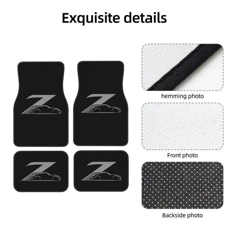 4 tapis de sol avant et arrière avec dos en caoutchouc antidérapant Compatibles avec la Nissan 370z Z34