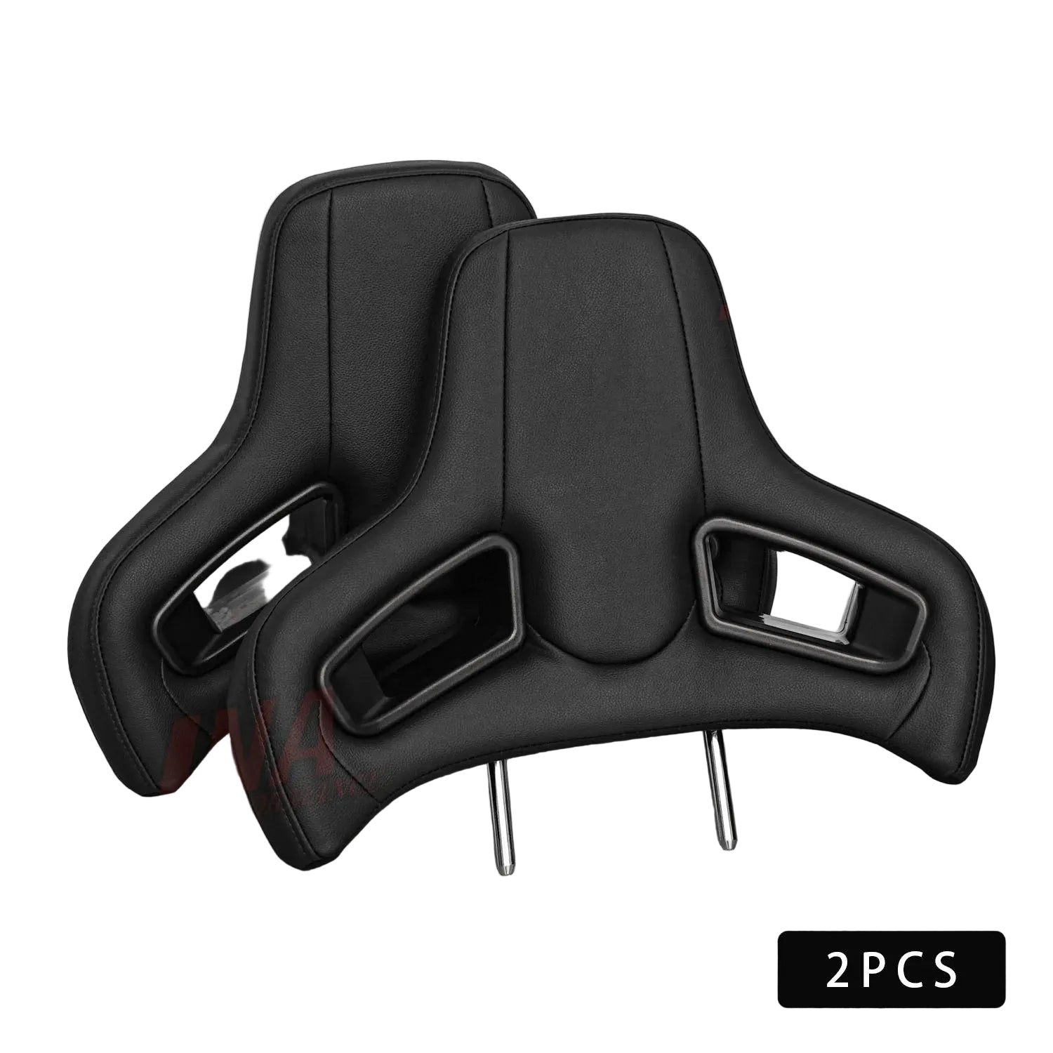 1 pair of racing seat headrests for original seats, "Plug & Play" type for Audi, BMW, Renault, Peugeot, Citroen, Alfa Romeo, Fiat, Ford, Honda, Hyundai, Mazda, Mercedes, Mini, Mitsubishi, Nissan, Opel,