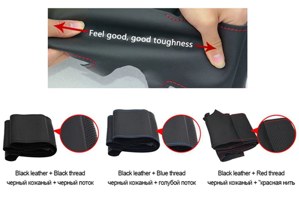 Capa de volante em camurça preta respirável, costurada à mão, para VW Golf 5 Mk5, GTI, R32, Passat R GT (2005)