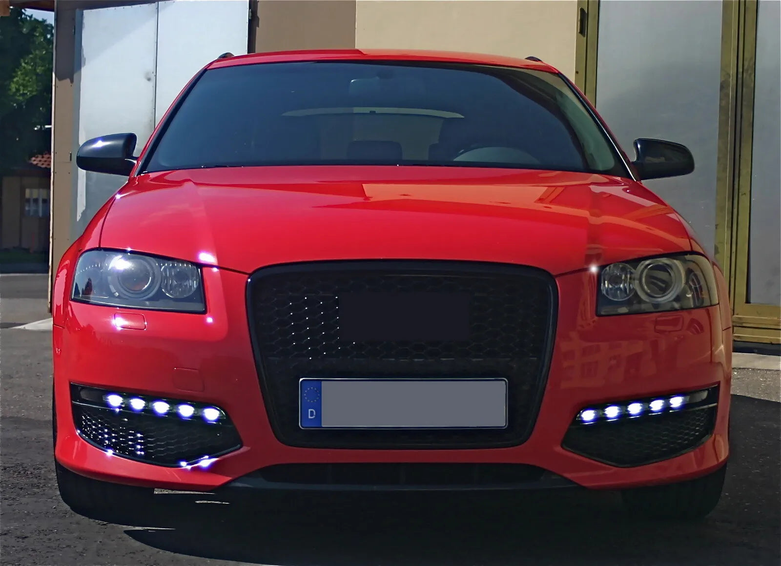 Glossy black honeycomb front bumper grille, S3 RS style, for Audi A3 8P (2008-2012)