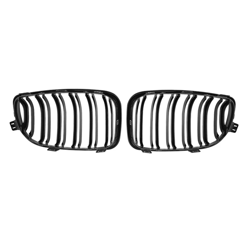 Calandre de course à doubles lamelles de rechange en noire brillante pour pare chocs avant BMW Série 1 E81 E87 2004-2011 look M (facelift), modèles 128i, 130i et 135i