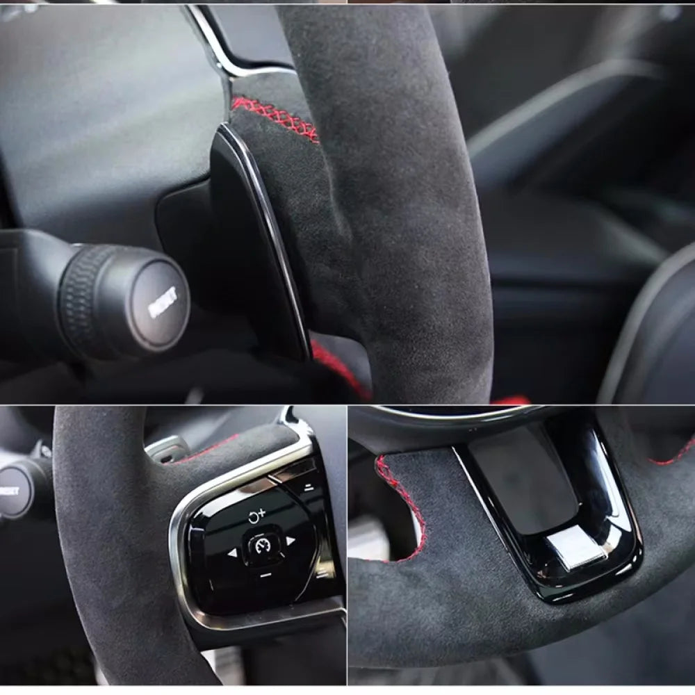 Capa de volante em camurça preta respirável, costurada à mão, para VW Golf 5 Mk5, GTI, R32, Passat R GT (2005)