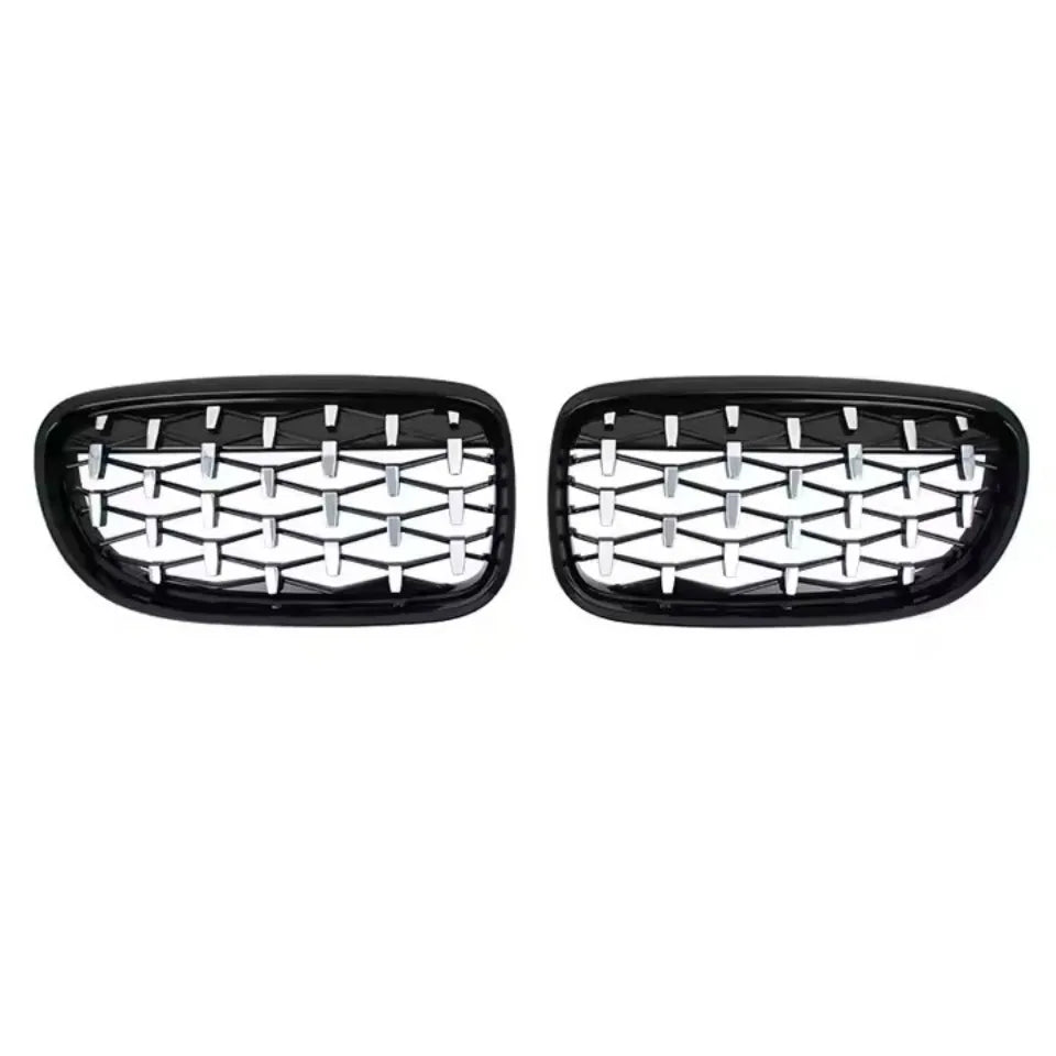 Calandre de course à double lamelle en Noire brillante pour pare chocs avant style « Diamonds » pour BMW Série 3 E90/E91 (2009-2012)