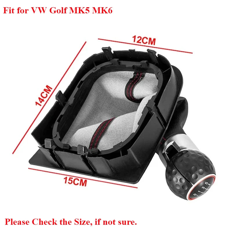 Gear shift knob with protective boot for Volkswagen Golf 5 MK5, R32, GTD, GTI, Golf 6 MK6, R20 (2004-2013)