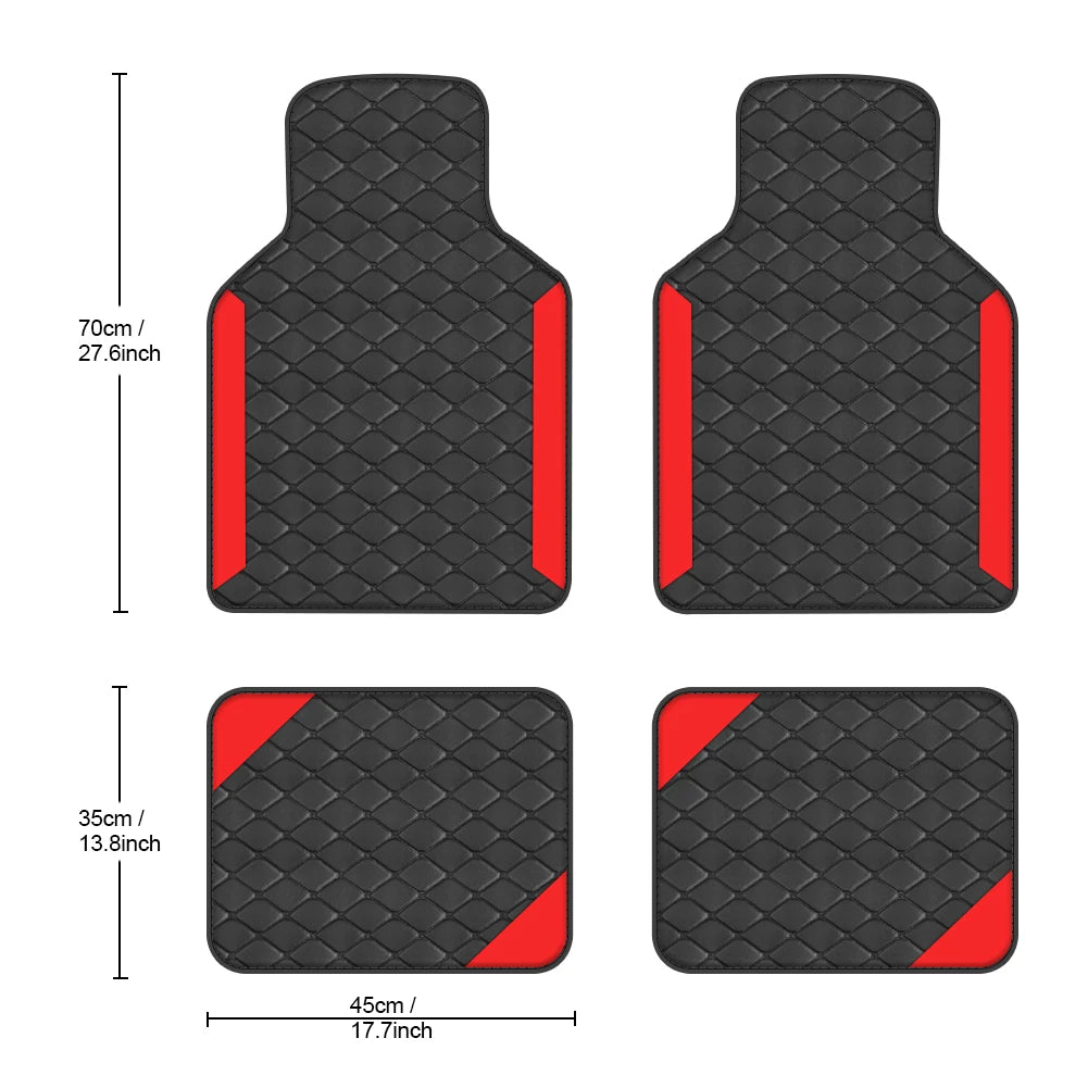 4 tapis de sol universels en cuir PU pour conduite à gauche pour Audi, BMW, Renault, Peugeot, Citroen, Alfa romeo, Fiat, Ford, Honda, Hyundai, Mazda, Mercedes, Mini, Mitsubishi, Nissan, Opel, Porsche, Toyota, Volkswagen