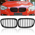 Calandre de course à doubles lamelles de rechange en noire brillante pour pare chocs avant de la BMW Série 1 F20 F21 (2011 - 2014) - MS accessoires Auto