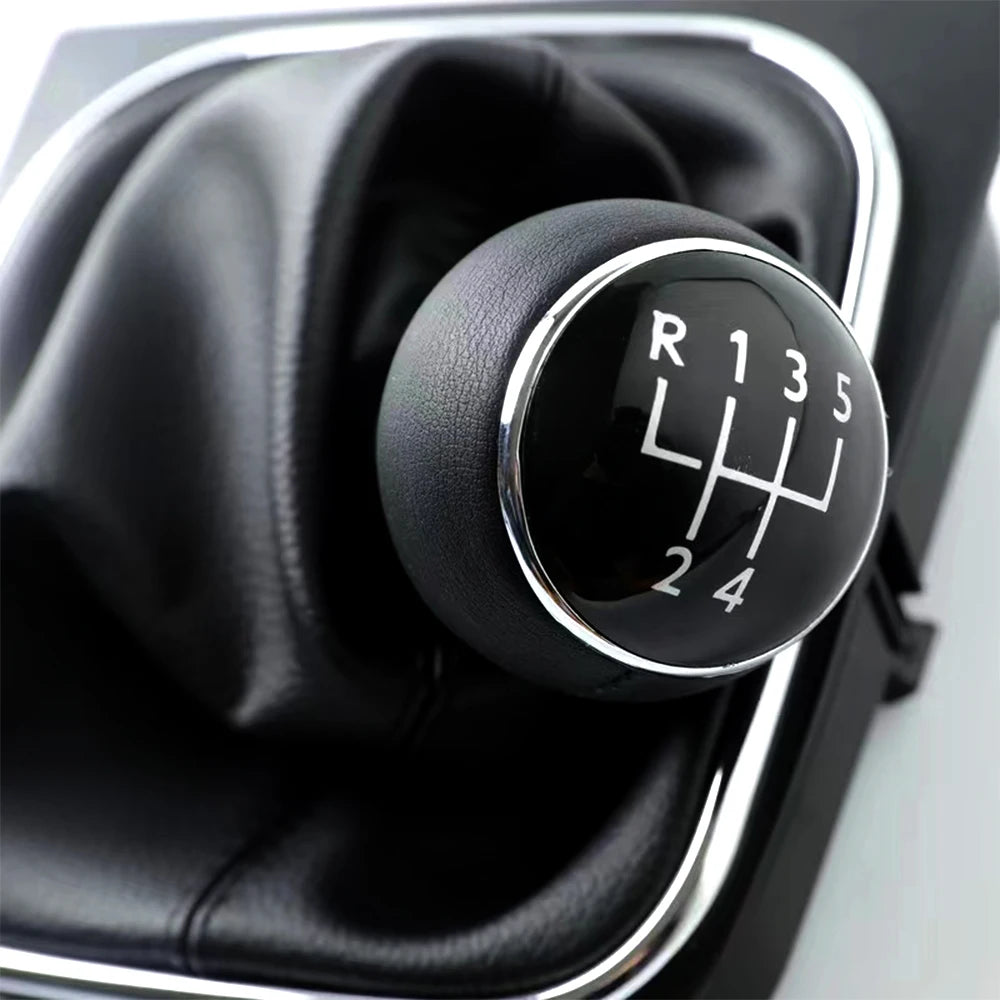 Gear shift knob with 5/6 speeds and leather sleeve for Volkswagen VW Golf 5, V, MK5, MK6, Jetta, R32 (2004-2014)