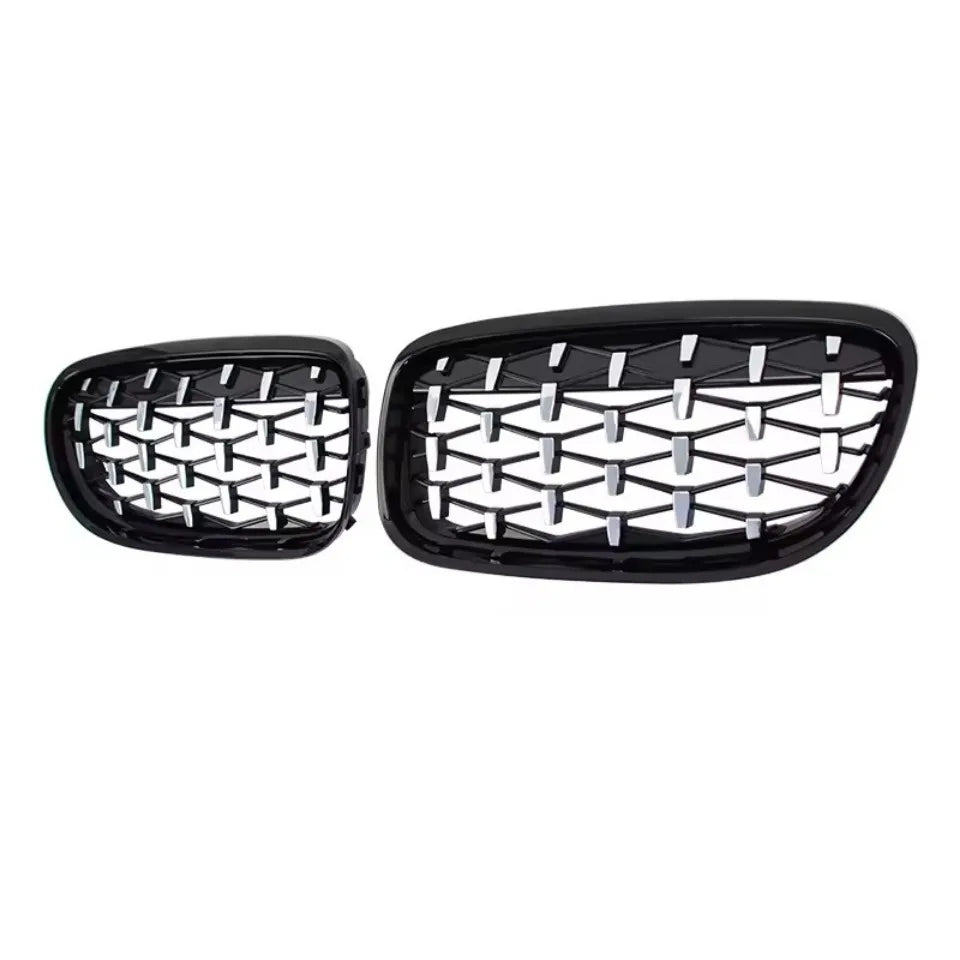 Calandre de course à double lamelle en Noire brillante pour pare chocs avant style « Diamonds » pour BMW Série 3 E90/E91 (2009-2012)