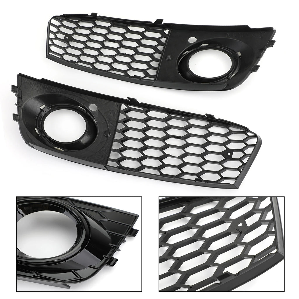 1 paire de grilles d'aération ouvertes en nid d'abeille pour phares antibrouillard Audi A4 B8 (2009, 2010, 2011, 2012)