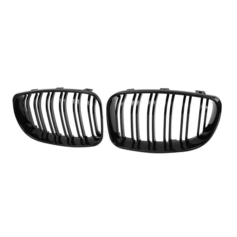 Calandre de course à doubles lamelles de rechange en noire brillante pour pare chocs avant BMW Série 1 E81 E87 2004-2011 look M (facelift), modèles 128i, 130i et 135i
