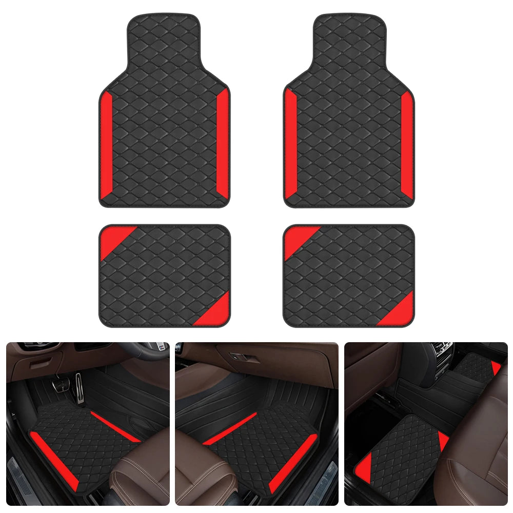 4 tapis de sol universels en cuir PU pour conduite à gauche pour Audi, BMW, Renault, Peugeot, Citroen, Alfa romeo, Fiat, Ford, Honda, Hyundai, Mazda, Mercedes, Mini, Mitsubishi, Nissan, Opel, Porsche, Toyota, Volkswagen
