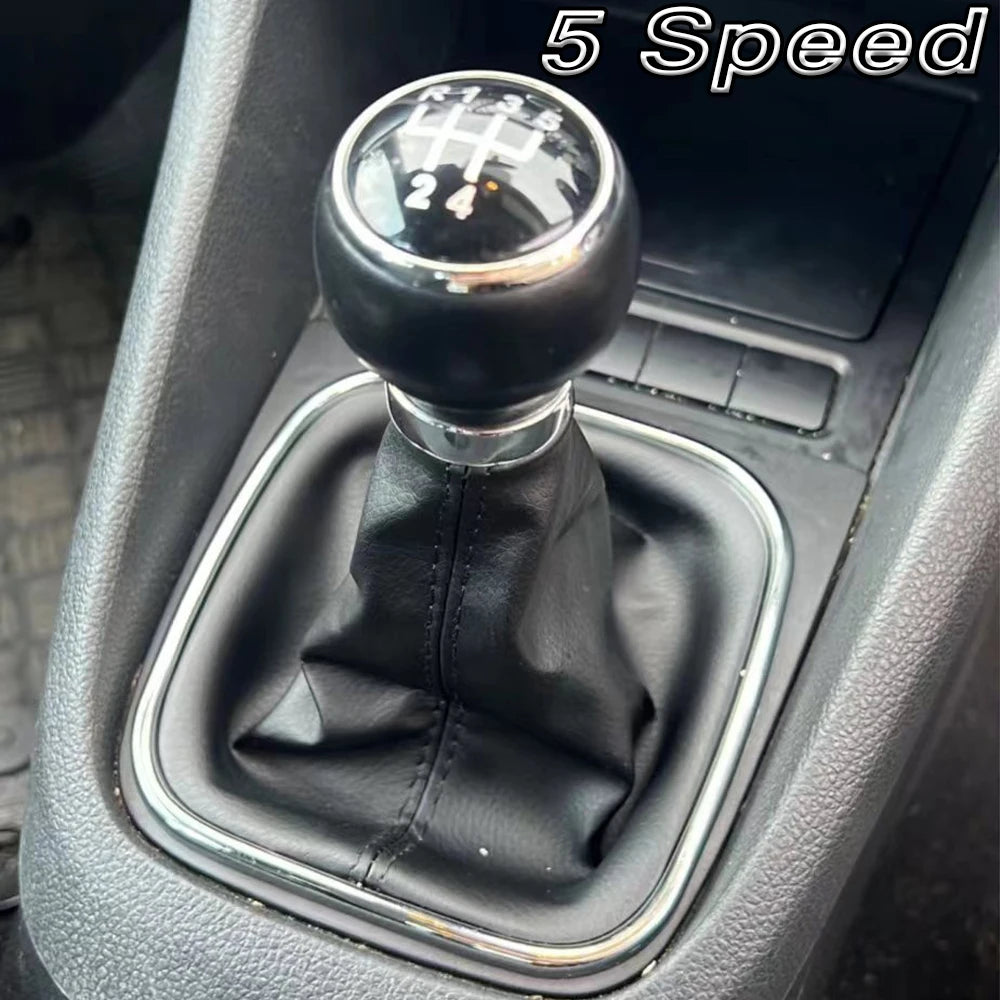 Pommeau de levier de vitesses à 5/6 rapports avec manchon en cuir pour Volkswagen VW Golf 5, V, MK5, MK6, Jetta, R32 (2004-2014)