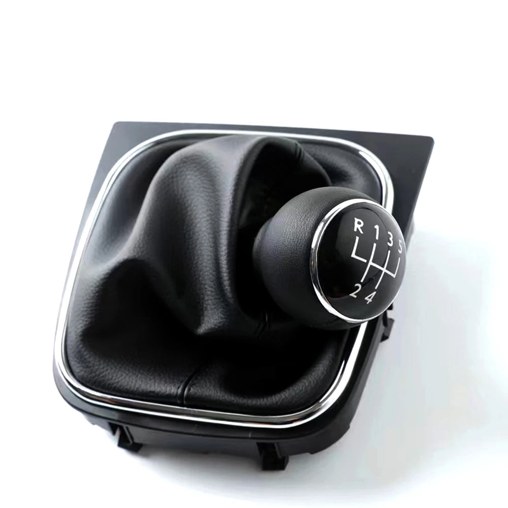 Gear shift knob with 5/6 speeds and leather sleeve for Volkswagen VW Golf 5, V, MK5, MK6, Jetta, R32 (2004-2014)