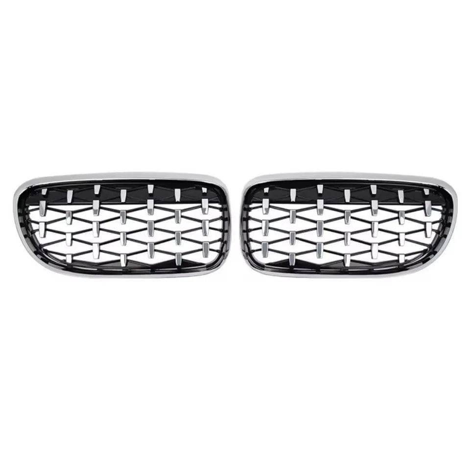 Calandre de course à double lamelle en Noire brillante pour pare chocs avant style « Diamonds » pour BMW Série 3 E90/E91 (2009-2012)