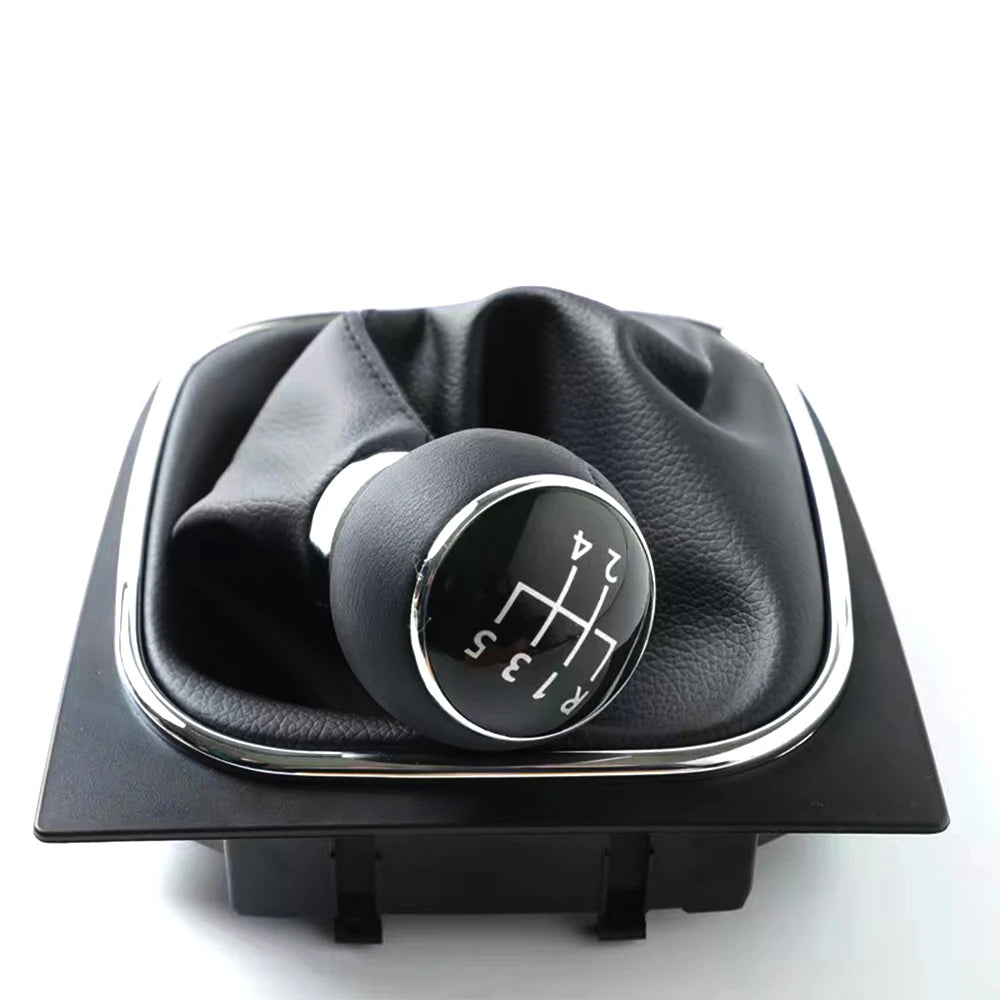 Gear shift knob with 5/6 speeds and leather sleeve for Volkswagen VW Golf 5, V, MK5, MK6, Jetta, R32 (2004-2014)