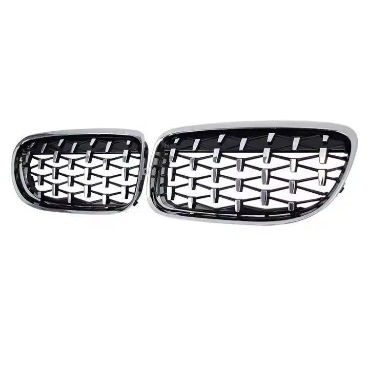 Calandre de course à double lamelle en Noire brillante pour pare chocs avant style « Diamonds » pour BMW Série 3 E90/E91 (2009-2012)