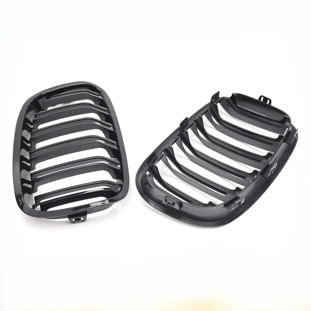 Calandre de course à doubles lamelles de rechange en noire brillante pour pare chocs avant de la BMW Série 1 F20 F21 (2011 - 2014) - MS accessoires Auto