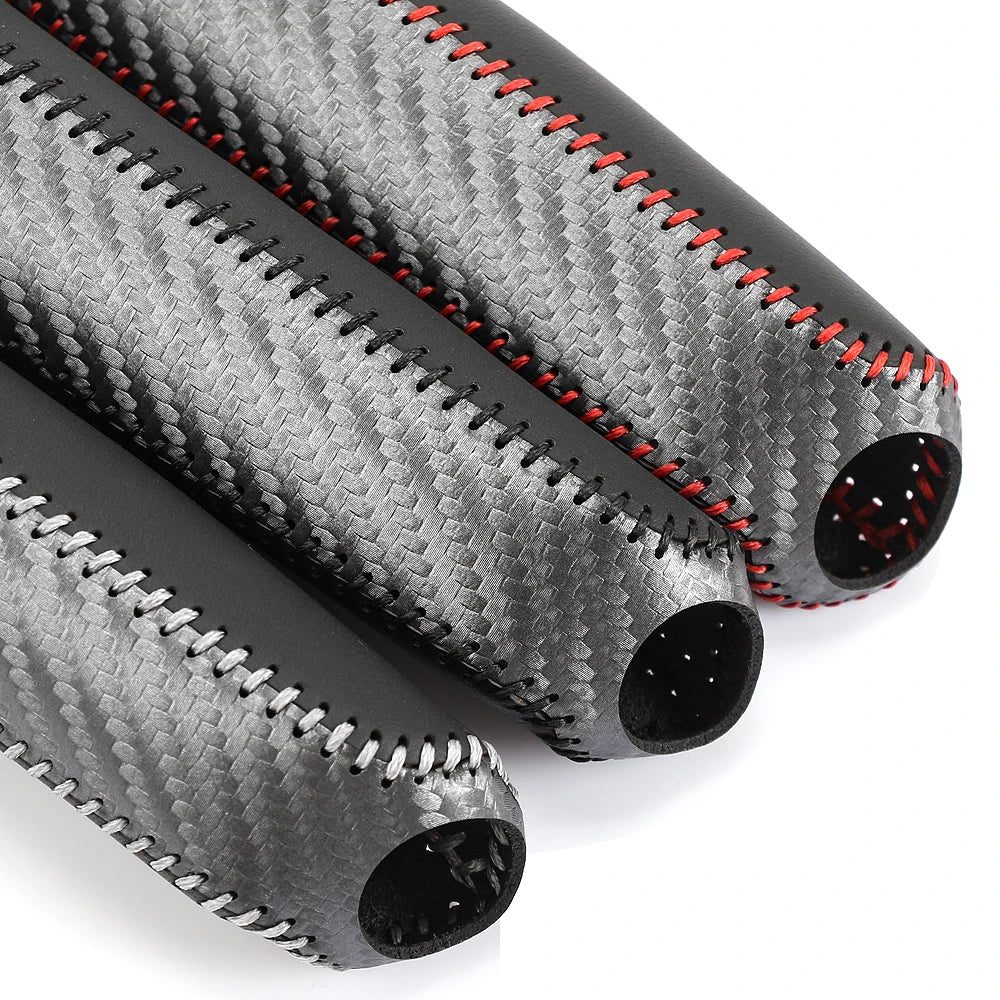 Carbon fiber protective cover for leather handbrake lever for Audi, BMW, Renault, Peugeot, Citroen, Alfa Romeo, Fiat, Ford, Honda, Hyundai, Mazda, Mercedes, Mini, Mitsubishi, Nissan, Opel, Porsche