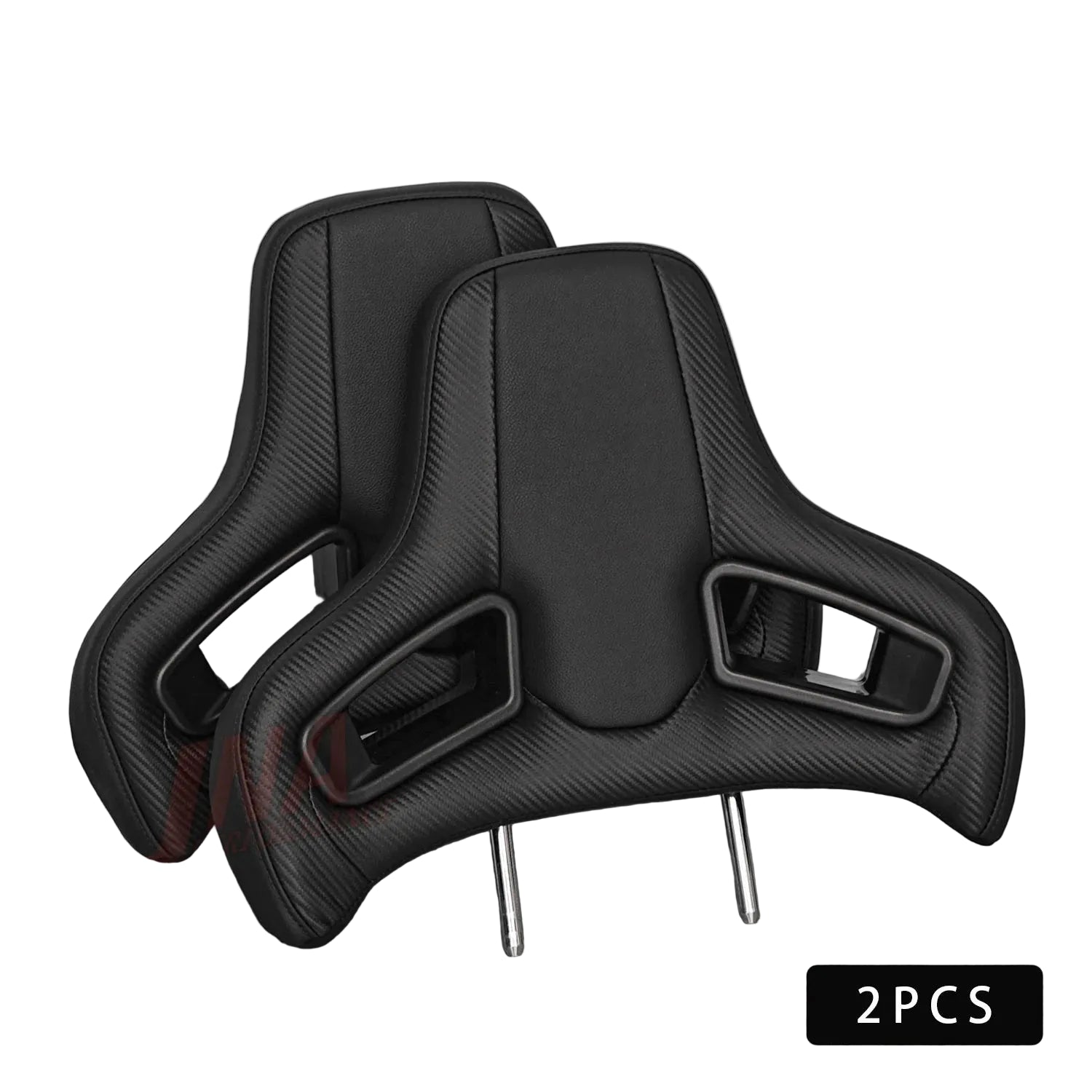 1 pair of racing seat headrests for original seats, "Plug & Play" type for Audi, BMW, Renault, Peugeot, Citroen, Alfa Romeo, Fiat, Ford, Honda, Hyundai, Mazda, Mercedes, Mini, Mitsubishi, Nissan, Opel,