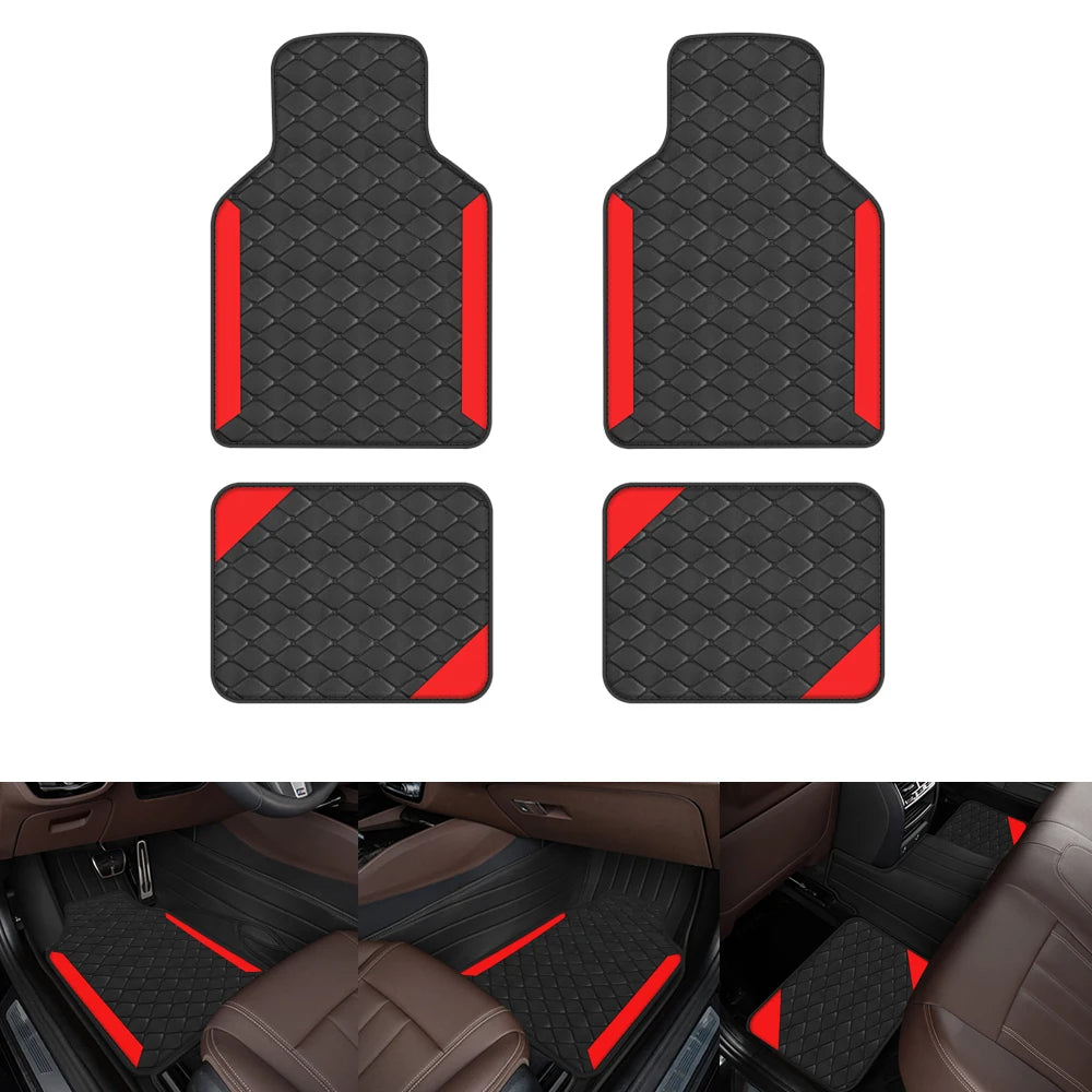 4 tapis de sol universels en cuir PU pour conduite à gauche pour Audi, BMW, Renault, Peugeot, Citroen, Alfa romeo, Fiat, Ford, Honda, Hyundai, Mazda, Mercedes, Mini, Mitsubishi, Nissan, Opel, Porsche, Toyota, Volkswagen