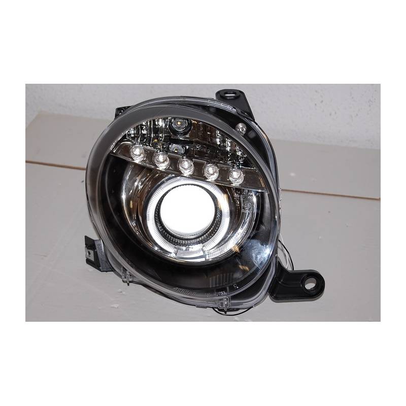 Fiat 500 Phare Avant Noir, Lumière De Jour - MS accessoires Auto