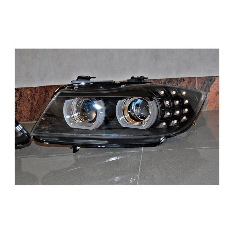 Jeu de Phare Avant Lumière De Jour BMW E90 '09-11 Xenon DRL Noir - MS accessoires Auto