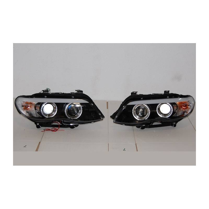 Jeu de Phare Avant Lumière De Jour BMW X5 '00-'03 Noir - MS accessoires Auto