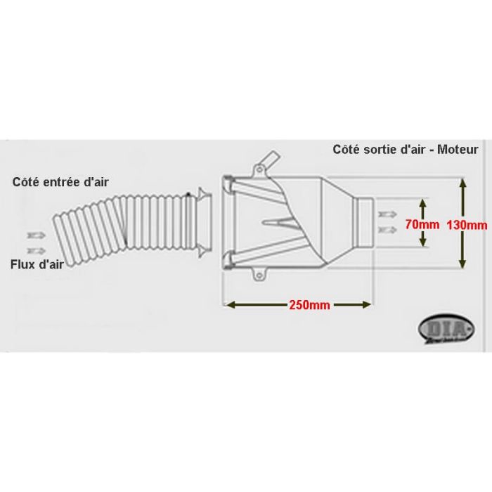 Kit admission DIA BMC universel - 70 mm de diamètre - pour moteur Jusqu'à 1600cc - MS accessoires Auto